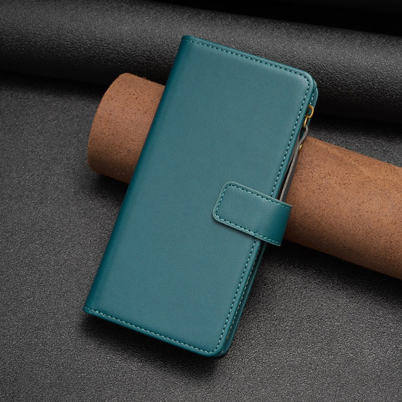 Etui z klapką do Samsung Galaxy A25 5G, Wallet Zipper Pocket, zielone