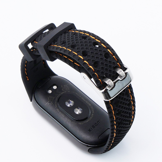 Pasek Silikonowy do Xiaomi Smart Band 10 / 9 / 8, Czarny / Pomarańczowy