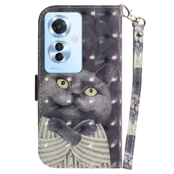 Etui z klapką do Oppo Reno 11F 5G, Wallet, cat