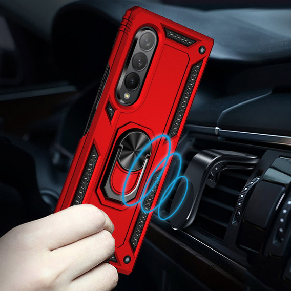 Etui pancerne do Samsung Galaxy Z Fold3 5G, Nox Case Ring, czerwone