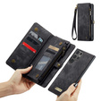 Etui CASEME do Samsung Galaxy S25 Ultra, Retro Leather Wallet, z paskiem, czarne