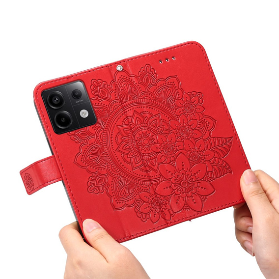 Etui z klapką do Xiaomi Redmi Note 13 Pro 5G, Mandala, czerwone
