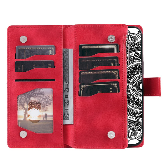 Etui z klapką do Xiaomi Redmi Note 13 Pro 4G / Xiaomi Redmi Note 14S / Xiaomi Poco M6 Pro 4G, Mandala, czerwone