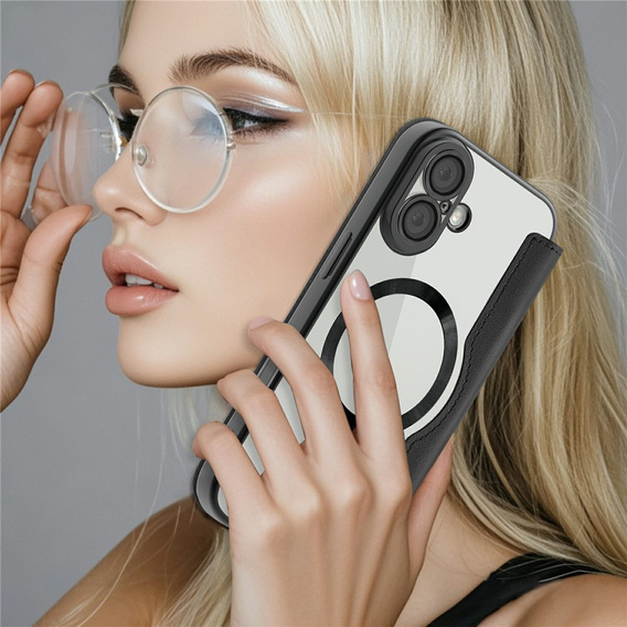 Etui z klapką do iPhone 17, RFID Wallet MagSafe z ochroną aparatu, czarne