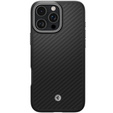 Etui Spigen do iPhone 16 Pro, Enzo Aramid MagSafe, carbon czarne / srebrne + Szkło Hartowane 9H