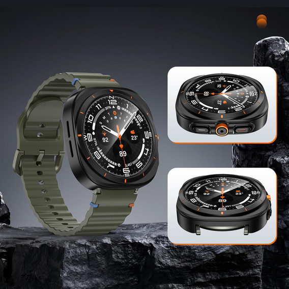 2w1 Etui + Szkło Hartowane do Samsung Galaxy Watch 7 44mm, Czarne