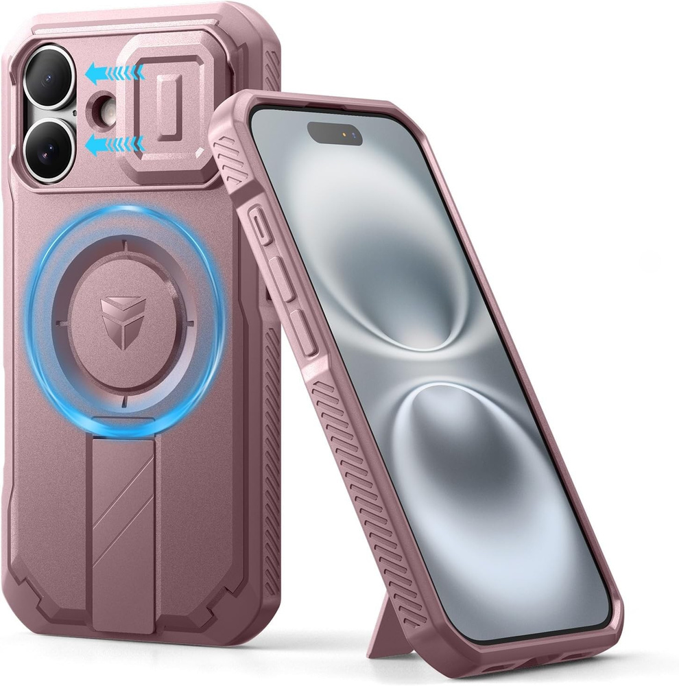 Etui Dexnor do iPhone 16 z magnetycznym mocowaniem i ochroną aparatu – różowe