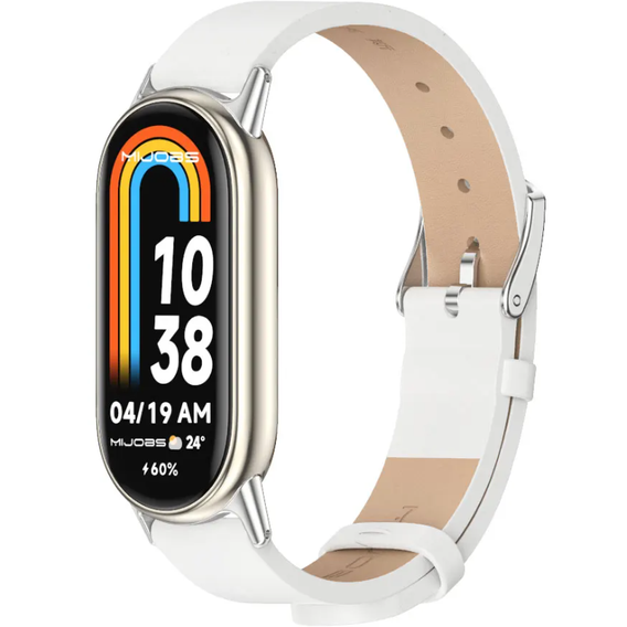 Pasek Skórzany do Xiaomi Smart Band 10 / 9 / 8, Biały