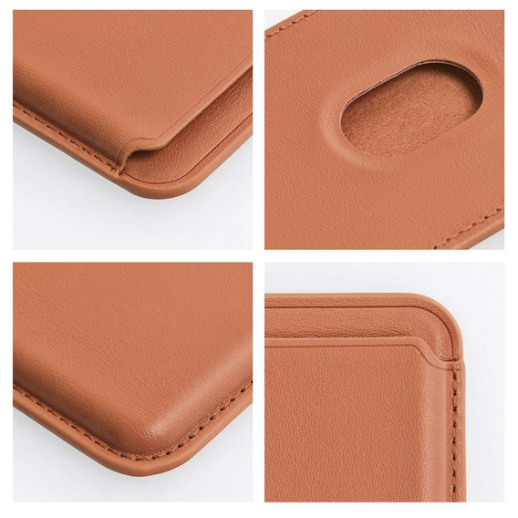 Portfel magnetyczny na karty do iPhone 12 / 13 / 14 / 15 / 16, Leather Mag Wallet, kompatybilny z MagSafe – brązowy