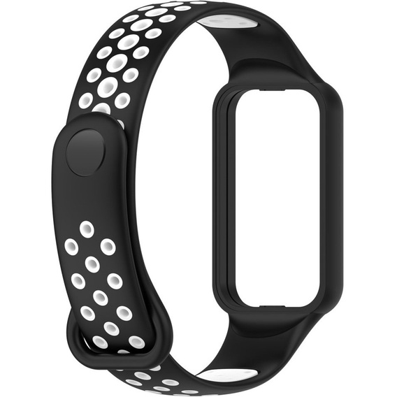 Pasek Silikonowy do Xiaomi Redmi Smart Band 2 / Xiaomi Smart Mi Band 8 Active, Czarny / Biały