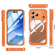 Etui do iPhone 17 Pro Max, Shockproof, ze szkłem, do MagSafe, pomarańczowe