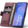 Etui do Samsung Galaxy S25 FE, ERBORD Glossy Litchi, portfel z klapką, czerwone