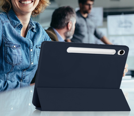 Etui do Samsung Galaxy Tab S10 FE+ Plus, Smartcase z miejscem na rysik, granatowe