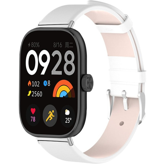 Pasek Skórzany do Xiaomi Redmi Watch 4 / Xiaomi Smart Band 8 Pro / Xiaomi Smart Band 9 Pro, Biały