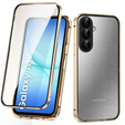 Etui do Samsung Galaxy A17 5G, Magnetic Dual Glass, przezroczyste ze złotymi rantami