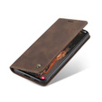 Etui CASEME do Samsung Galaxy S21 FE, Leather Wallet Case, kawowe