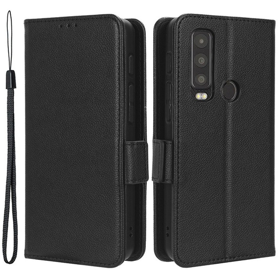 Etui z klapką do Cat S75 5G, Wallet Litchi Magnet, czarne