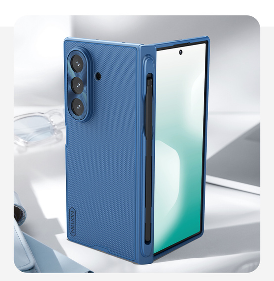 Etui NILLKIN do Samsung Galaxy Z Fold7, Frosted Shield, z rysikiem, niebieskie