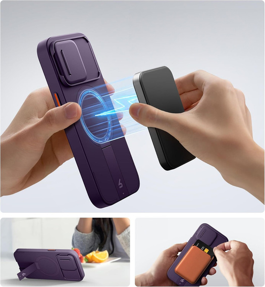 Etui do iPhone 15, Suritch Shockproof, do MagSafe, fioletowe