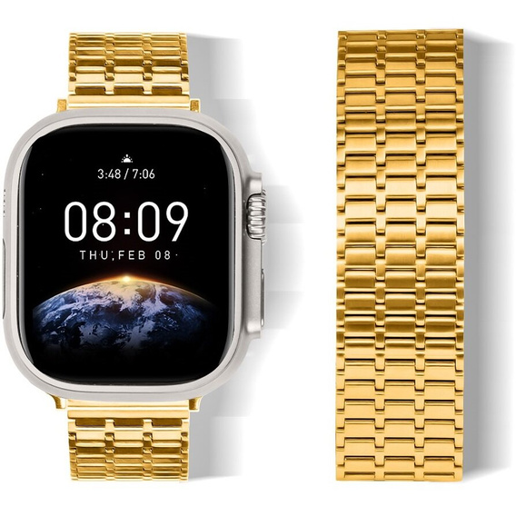 Stalowa Bransoleta do Apple Watch 1/2/3/4/5/6/7/8/9/10/11/SE Ultra 1/2/3 42/44/45/46/49mm, Złota