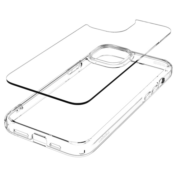 Etui Spigen do iPhone 15, Ultra Hybrid, przezroczyste + Szkło Hartowane 9H