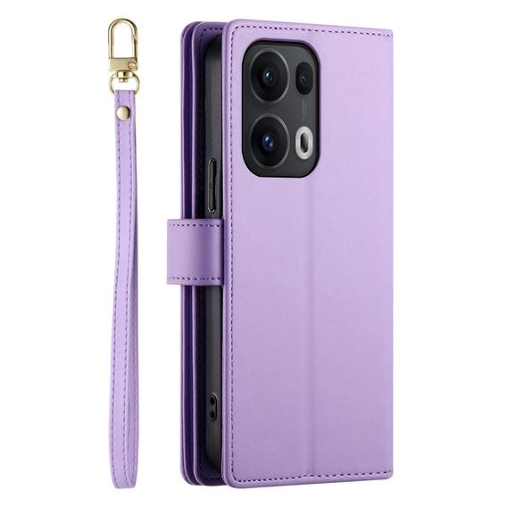 Etui z klapką do Oppo Reno 13 Pro 5G, Wallet Zipper Pocket, fioletowe