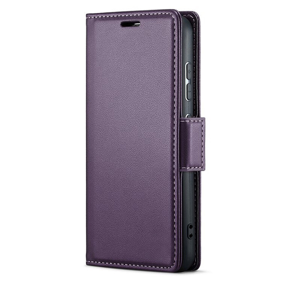 Etui do Oppo Reno 12, ERBORD Glossy Litchi, portfel z klapką, fioletowe