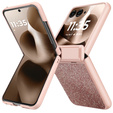 Etui do Motorola Razr 60 Ultra – Glitter PC Case ze szkłem i podstawką - różowe rose gold