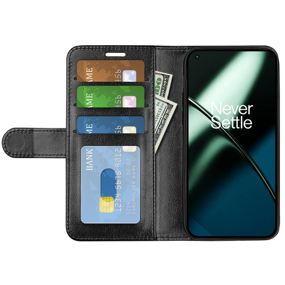 Etui z klapką do OnePlus 11 5G, Wallet Case, czarne