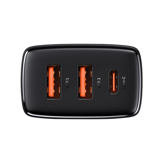 BASEUS Ładowarka Sieciowa 2xUSB + USB Type-C, 30W, Black