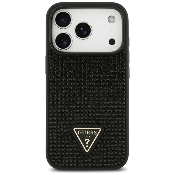 Etui GUESS do iPhone 17 Pro, Rhinestone Triangle Logo, czarne