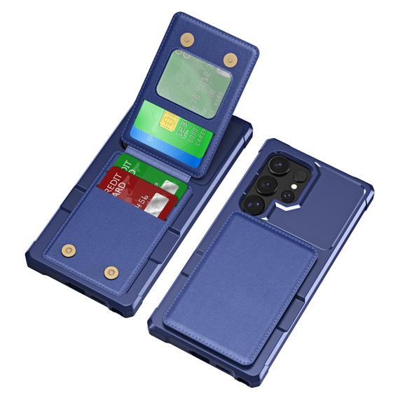 Etui do Samsung Galaxy S25 Ultra, Card Holder Kickstand, granatowe