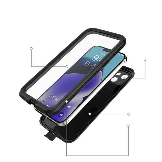 Etui Wodoodporne IP68 do iPhone 15 Plus, czarne