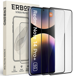 2x Szkło Hartowane do Xiaomi Redmi Note 14 Pro+ 5G, ERBORD 3D pełne, szybka na cały ekran
