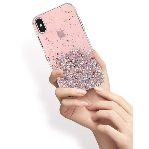 Etui do iPhone X/XS, Glittery, różowe