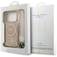 Etui GUESS do iPhone 17 Pro, IML Flowers Electroplated Allover With Beads Strap, do MagSafe, z paskiem, różowe