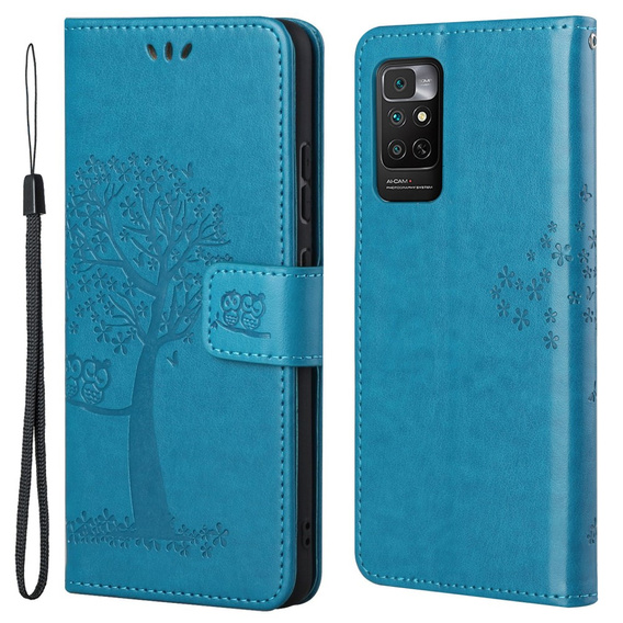 Zestaw Etui z klapką do Xiaomi Redmi Note 11/11S, Drzewo, niebieskie + szkło