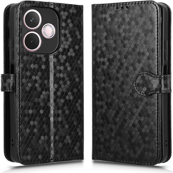 Etui z klapką do Oppo A5 Pro 5G, Wallet Rhombus, czarne