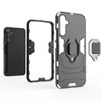 Zestaw Etui do Samsung Galaxy A34 5G, pancerne KickStand z ringiem, czarne + Szkło