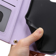 Etui z klapką do Samsung Galaxy S25 FE, Rhombus Crossbody Leather, fioletowe