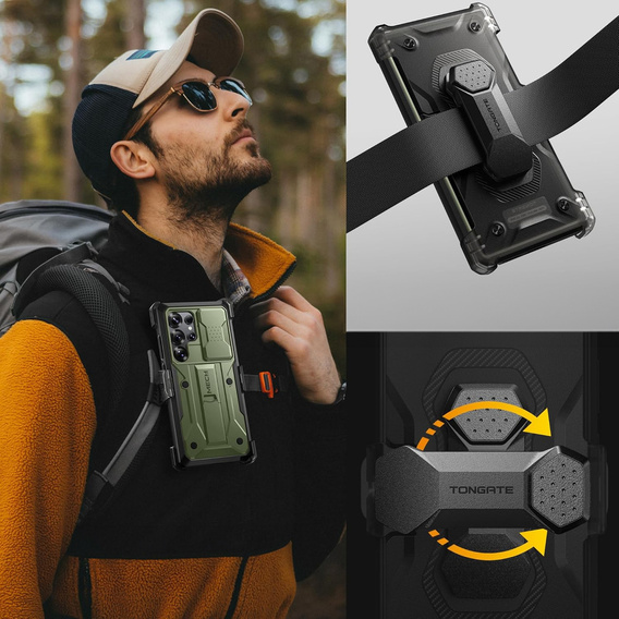 Etui do Samsung Galaxy S25 Ultra, Tongate MECH Series, Klips do paska, zielone