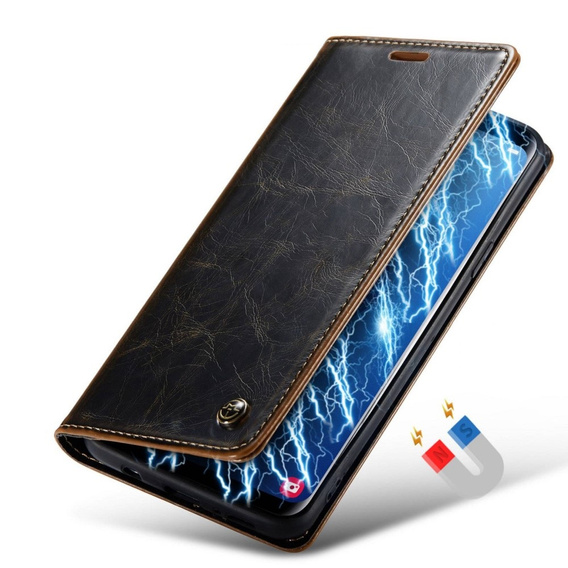 Etui z klapką CASEME do Samsung Galaxy S9+ Plus, Waxy Textured, kawowe