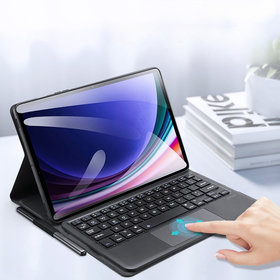 Etui z klawiaturą do Samsung Galaxy Tab S9 / S9 FE, Dux Ducis Pen Slot TouchPad Leather, czarne