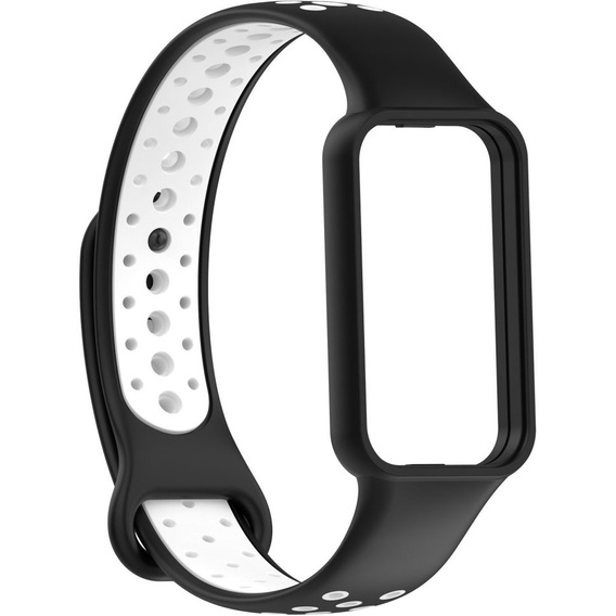 Pasek Silikonowy do Xiaomi Redmi Smart Band 2 / Xiaomi Smart Mi Band 8 Active, Czarny / Biały