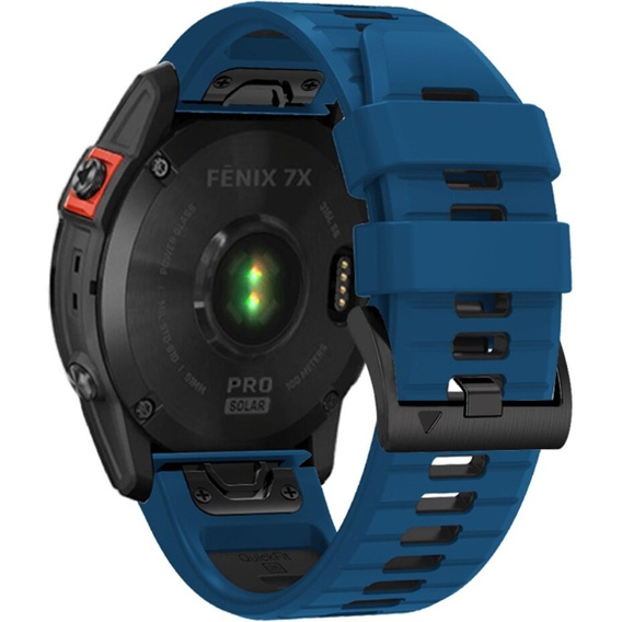 Pasek Silikonowy do Garmin Fenix 5X/6X/7X, Niebieski / Czarny