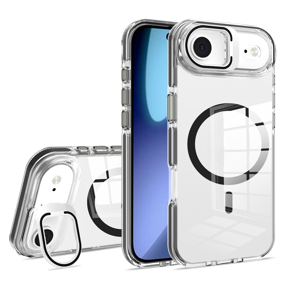 Etui do iPhone Air, do MagSafe, z podstawką, przezroczyste z czarnymi akcentami