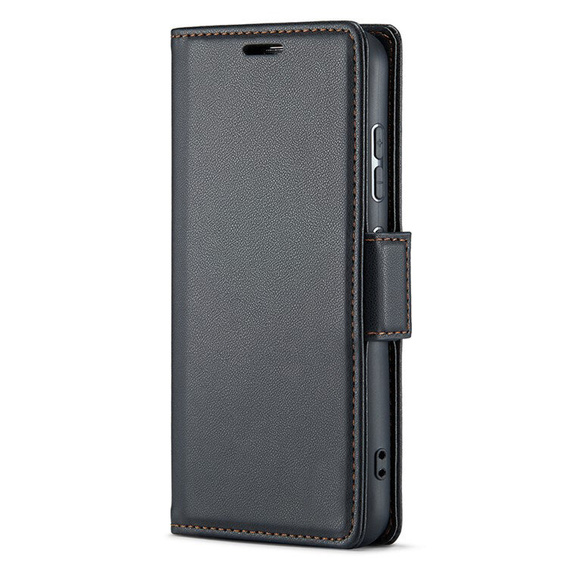 Etui do Motorola Moto G56 5G, ERBORD Glossy Litchi, portfel z klapką, czarne