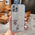 Etui do iPhone 12 Pro Max, Glitter Flower, niebieskie