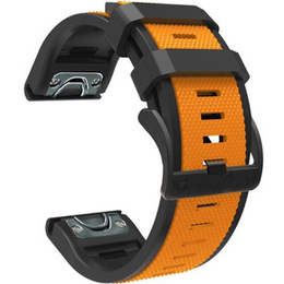 Pasek Silikonowy Quickfit 22mm do Garmin, Pomarańczowy / Czarny