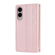 Etui z klapką do Samsung Galaxy S25 Edge, Rhombus Crossbody, różowe rose gold